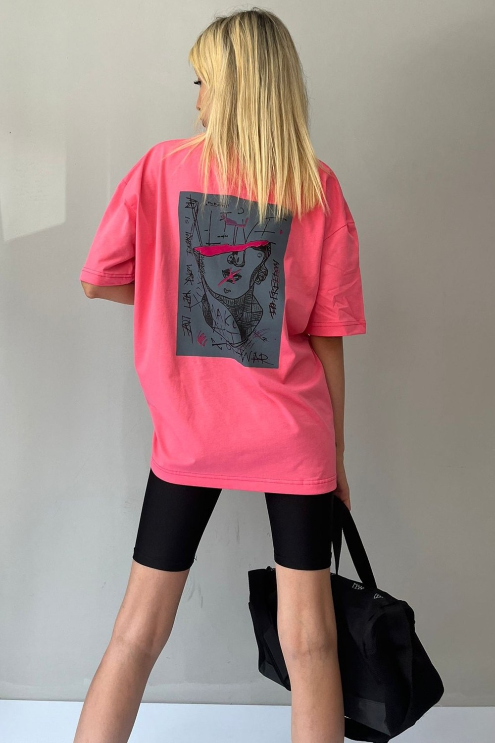 Madmext Füme Baskılı Oversize Tişört Mg1491 görsel 4