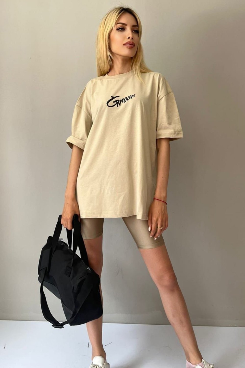 Madmext Füme Baskılı Oversize Tişört Mg1491