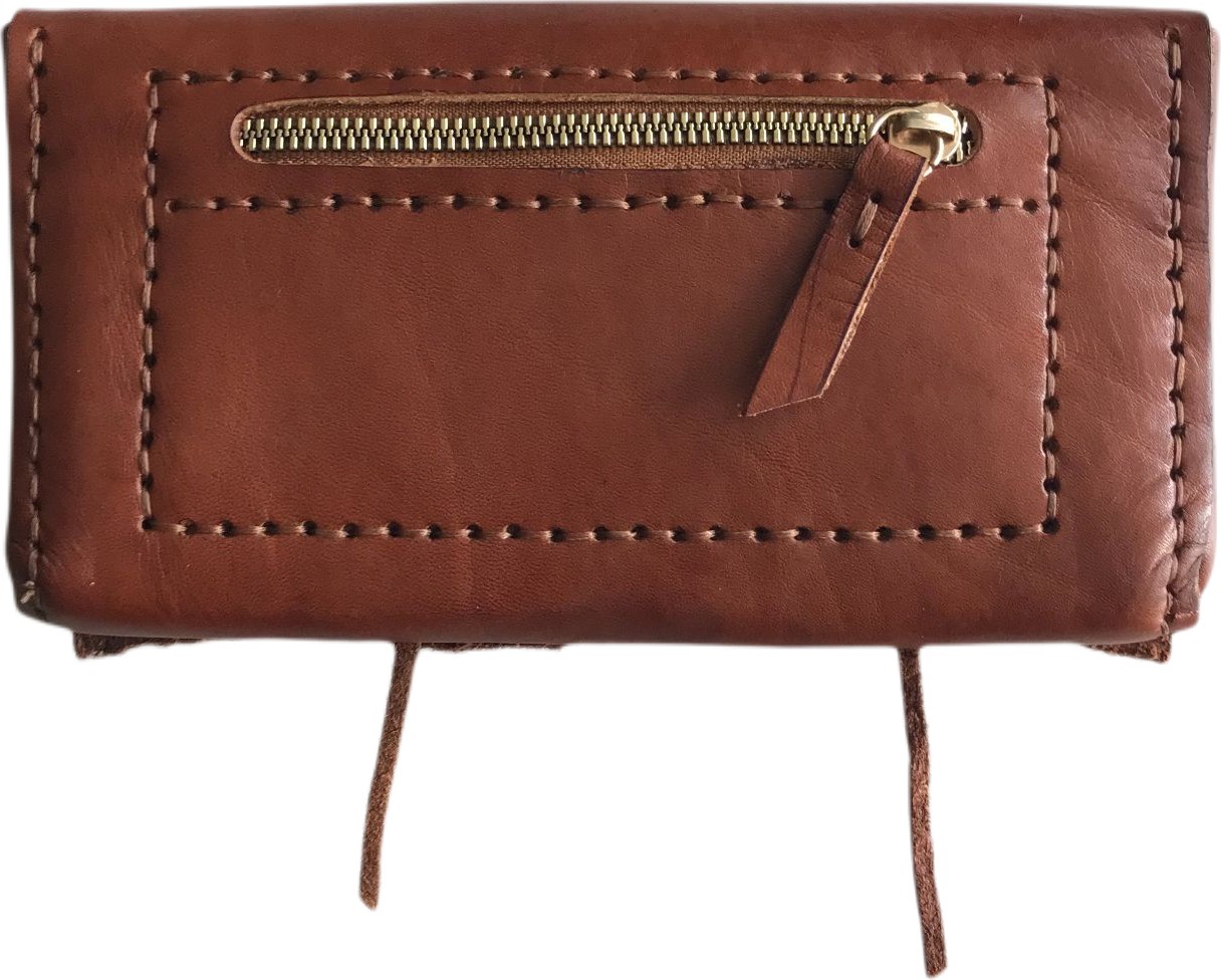 LN Leather El Yapımı Antik Kahverengi Vaketa Deri Uzun Kadın Cüzdanı görsel 2