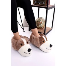 Okanmed Hayvanlı H10 Köpekli Kışlık Kadın Erkek Çocuk Panduf Ev Içi Sessiz Taban Panduf