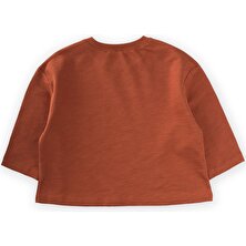 Cepli Oversize Mevsimlik Sweatshirt 1-5 Yaş Kiremit