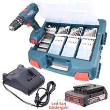 Bosch Gsb 18V-21 Akülü Darbeli Vidalama 2AH ve 63 Parça Aksesuar Seti