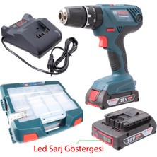 Bosch Gsb 18V-21 Akülü Darbeli Vidalama 2AH ve 63 Parça Aksesuar Seti