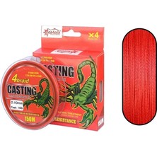Captain Casting PE 4 Kat Spin İp Misina 150mt Kırmızı  0.12 MM