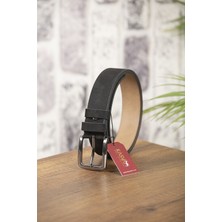 Kasva Deri 4 cm Siyah Nubuk Orijinal Deri Kemer