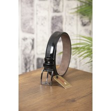 Kasva Deri 3.5 cm Siyah Suni Rugan Kemer