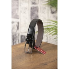 Kasva Deri 3.5 cm Siyah Suni Rugan Kemer