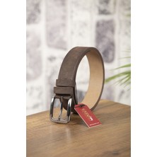 Kasva Deri 4 cm Kahve Nubuk Orijinal Deri Kemer