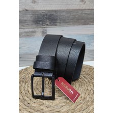 Kasva Deri 4.5 cm Siyah Düz Suni Kemer