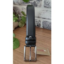 Kasva Deri 3.5 cm Klasik Siyah Alt Nubuk Orijinal Vidala Deri