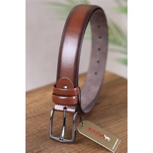 Kasva Deri 3.5 cm Taba Düz Suni Klasik Kemer