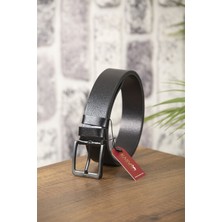 Kasva Deri 4.5 cm Battal Boy Siyah Orjinal Deri Kemer