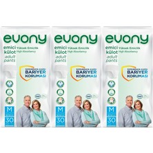 EVONY Hasta Bezi Yetişkin Emici Külot M-Orta Boy 90 Adet (3Pk*30)