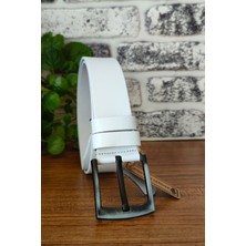 Kasva Deri 4.5 cm Beyaz  Deri Kemer