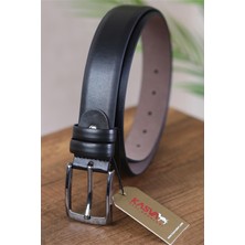 Kasva Deri 3.5 cm Battal Boy Siyah Düz Suni Klasik Kemer