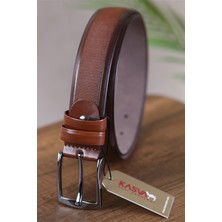 Kasva Deri 3.5 cm Taba Desenli Suni Klasik Kemer