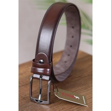 Kasva Deri 3.5 cm Kahve Düz Suni Kemer