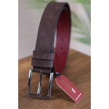 Kasva Deri 4 cm Kahve Düz Nubuk Suni Spor Kemer