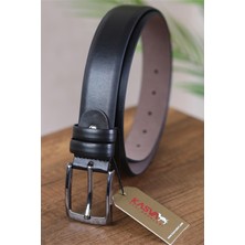 Kasva Deri 3.5 cm Siyah Düz Suni Klasik Kemer