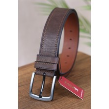 Kasva Deri 4.5 cm Kahve Dikişli Suni Spor Kemer
