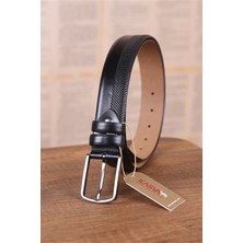 Kasva Deri 3.5 cm Siyah Desenli Deri Kemer