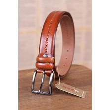 Kasva Deri 3.5 cm Taba Desenli Deri Kemer