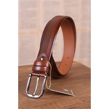 Kasva Deri 3.5 cm Fındık Desenli Deri Kemer