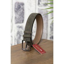Kasva Deri 3.5 cm Haki Süet  Deri Kemer