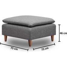 Pafu Lungo Puf 75 x 75 cm - Koyu Gri Keten