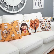 Körfez Kırlent Sonbahar Temalı Kırlent Kılıfı 4'lü Kombin Set