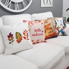 Körfez Kırlent Sonbahar Temalı Kırlent Kılıfı 4'lü Kombin Set