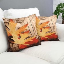 Körfez Kırlent Sonbahar Temalı Kırlent Kılıfı 2li Kombin Set