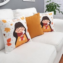Körfez Kırlent Sonbahar Temalı Kırlent Kılıfı 3'lü Kombin Set
