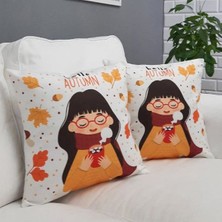 Körfez Kırlent Sonbahar Temalı Kırlent Kılıfı 2li Kombin Set