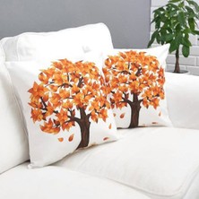 Körfez Kırlent Sonbahar Temalı Kırlent Kılıfı 2li Kombin Set