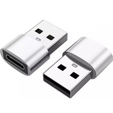 Yediseven USB To Type-C Dişi Çevirici Dönüştürücü Adaptör Gümüş