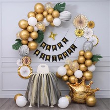 Çıtı Pıtı Store Kral Taçlı Gold Zincir Balon Doğum Günü Seti