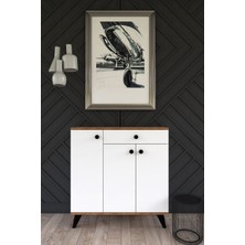 Tocco 1007 Paris 3 Kapaklı Çekmeceli Ayakkabılık-BEYAZ MEŞE