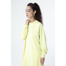 Soul 30645 Bisiklet Yaka 2 Iplik Uzun  Diz Altı Tunik Sarı