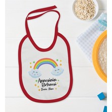 Bk Kids Kişiye Özel Annesinin Bir Tanesi Tasarımlı Kırmızı Bebek Mama Önlüğü-1