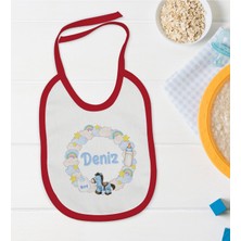 Bk Kids Kişiye Özel Isimli Kırmızı Bebek Mama Önlüğü-28