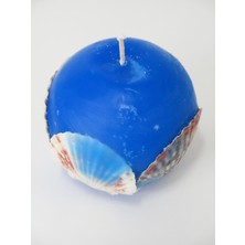 Missi Marin Yuvarlak Deniz Kabuklu Mavi Mum