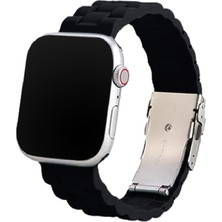Nezih Case Apple Watch Seri 2/3/4/5/6/7/8/se 38MM 40MM 41MM Uyumlu Metal Klipsli Bakla Tasarım Silikon Kordon