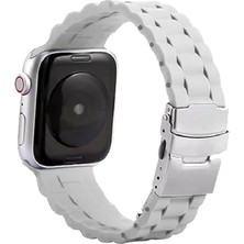 Nezih Case Apple Watch Seri 2/3/4/5/6/7/8/se 42MM 44MM 45MM Uyumlu Metal Klipsli Bakla Tasarım Silikon Kordon