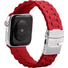 Nezih Case Apple Watch Seri 2/3/4/5/6/7/8/se 42MM 44MM 45MM Uyumlu Metal Klipsli Bakla Tasarım Silikon Kordon