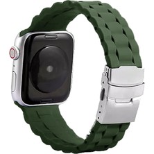 Nezih Case Apple Watch Seri 2/3/4/5/6/7/8/se 42MM 44MM 45MM Uyumlu Metal Klipsli Bakla Tasarım Silikon Kordon