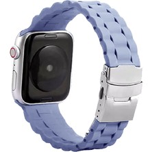 Nezih Case Apple Watch Seri 2/3/4/5/6/7/8/se 42MM 44MM 45MM Uyumlu Metal Klipsli Bakla Tasarım Silikon Kordon