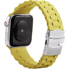 Nezih Case Apple Watch Seri 2/3/4/5/6/7/8/se 42MM 44MM 45MM Uyumlu Metal Klipsli Bakla Tasarım Silikon Kordon