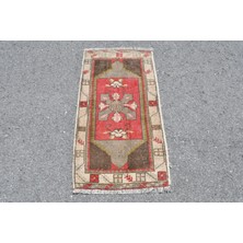 Eskitme Halı, Türk Halısı, Halı, 57X107 cm Kırmızı Halı,  Giriş Halı, Kabilesı Küçük Halı,  5021
