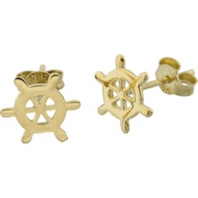 İryum 14 Ayar Altın Gemici Dümeni Küpe